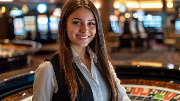 adaqq live-dealer blackjack table on mobile app showing dealer, cards, and betting interface
